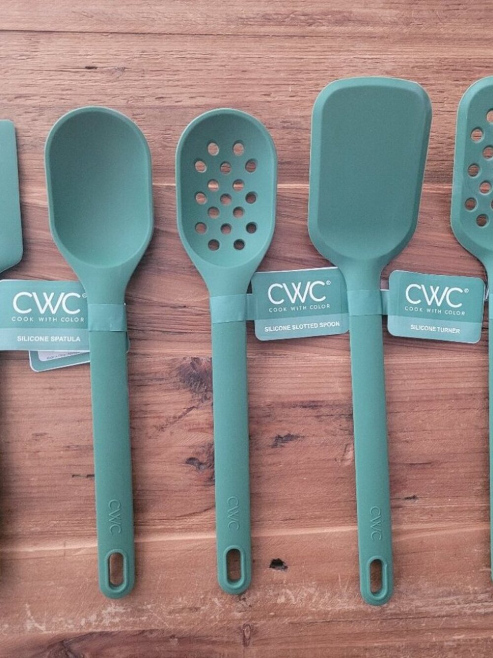 Set of 5 Green Silicone Kitchen Utensils